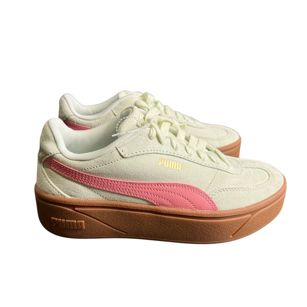 Puma Women's Sneakers in Lime Green and Hot Pink with Gum Shoe Sole